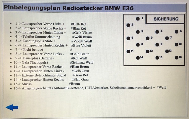 PIN-Belegung E36