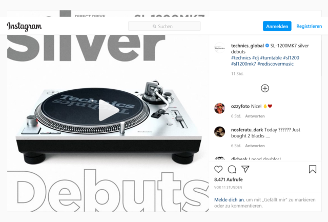 Screenshot 2021 04 21 Technics Auf Instagram „SL 1200MK7 Silver Debuts  Technics  Dj  Turntable  Sl1