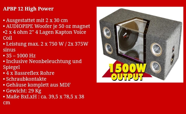 Subwoofer Daten