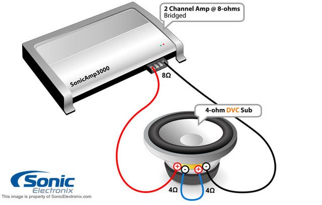 1 Sub DVC 4 Ohm 2ch Bridged