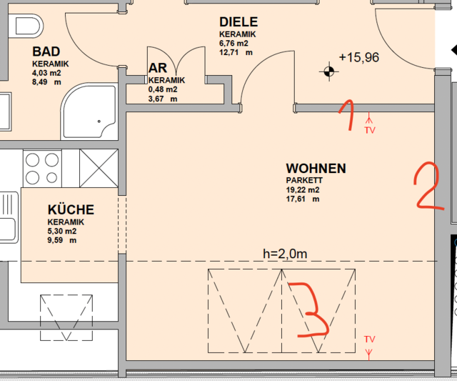 Aufteilung Wohnzimmer