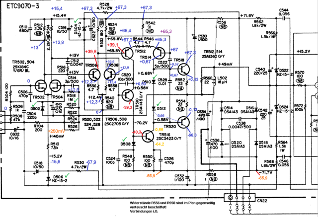 Denon Poa 2200 Schematic Detail Right Power Amp Voltages 1 4 Alle ECB Spannungen