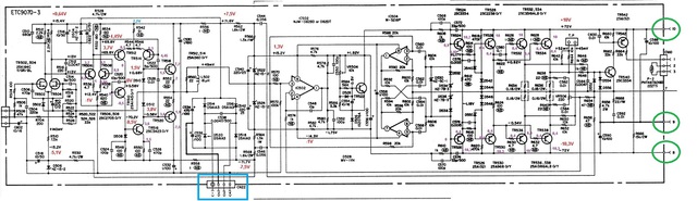 Denon Poa 2200 Schematic Detail Right Power Amp Voltages Checked 1 Pwr Supl