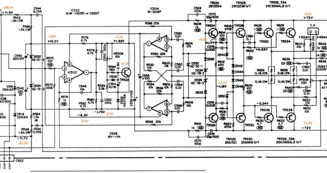 Denon Poa 2200 Schematic Detail Right Power Amp Voltages Checked V1 2