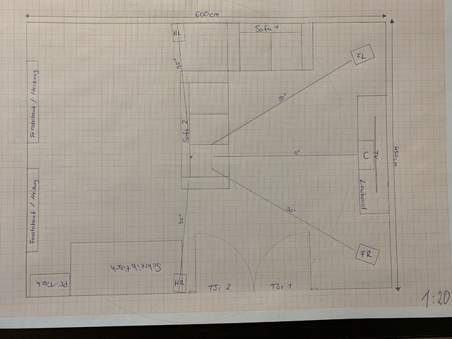 Zeichnung Heimkino/Wohnzimmer