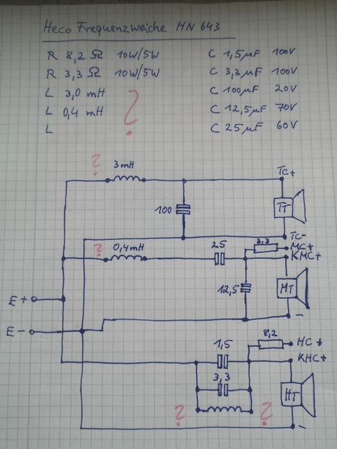 Frequenzweiche HN643-Schaltplan - Eigenbau