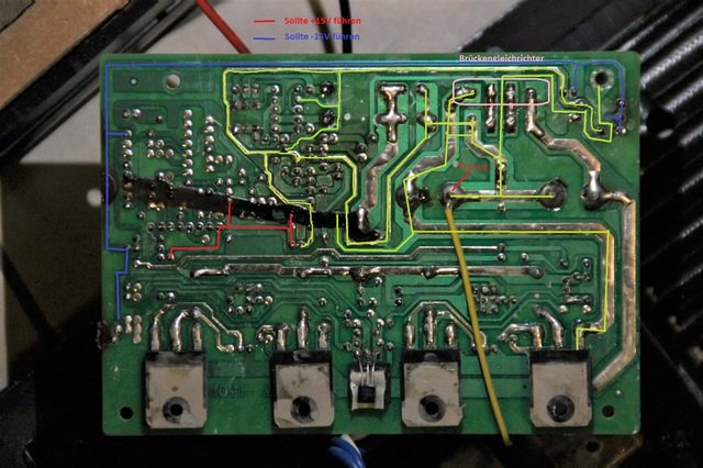 Endstufe PCB hinten mit Ground +15V -15V