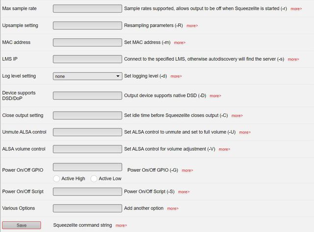 Squeezelite Settings 2