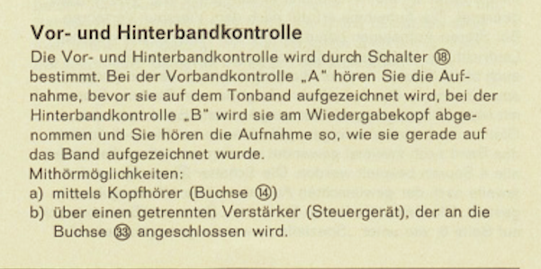 UMSCHALTER VORBAND/HINTERBAND