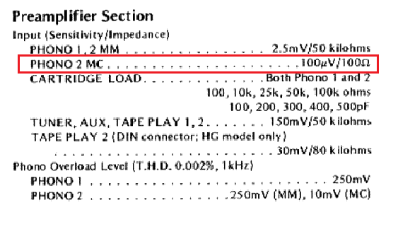 9800 Phono Specs