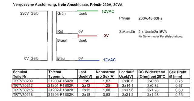Trafo_2x12V_30va,_1x230v,_vergossen