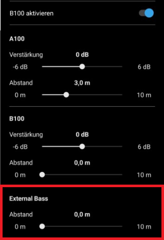 App Ansicht Externe Bass Einstellung