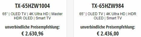 TX-65HZW984 Vs. TX-65HZW1004