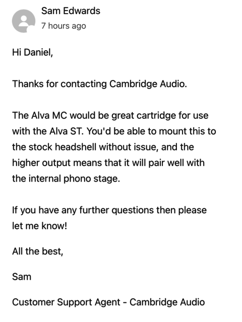 Rckmeldung Cambridge Audio