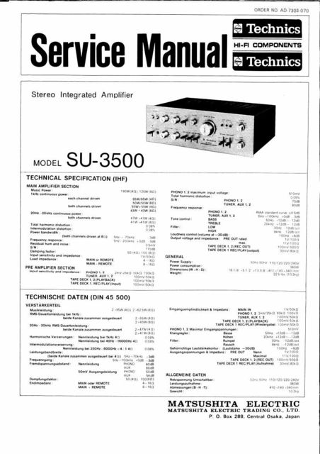 Technics SU 3500 Service Manual 1