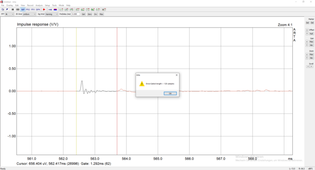 Behringer ECM8000, 80cm, 15° Low, Error