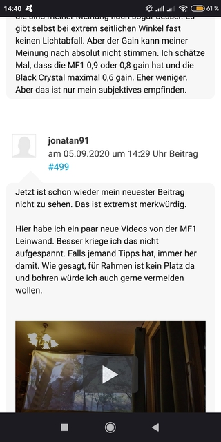 Beitrag in meinem Account sichtbar