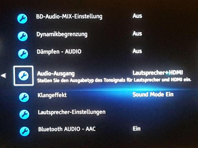 Toneinstellung Des BluRay-Player