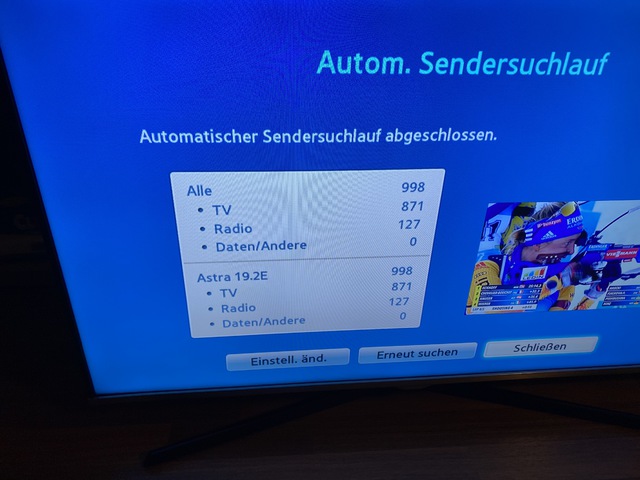 Ergebnis des Sendersuchlaufs