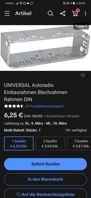 Einbaurahmen universal 