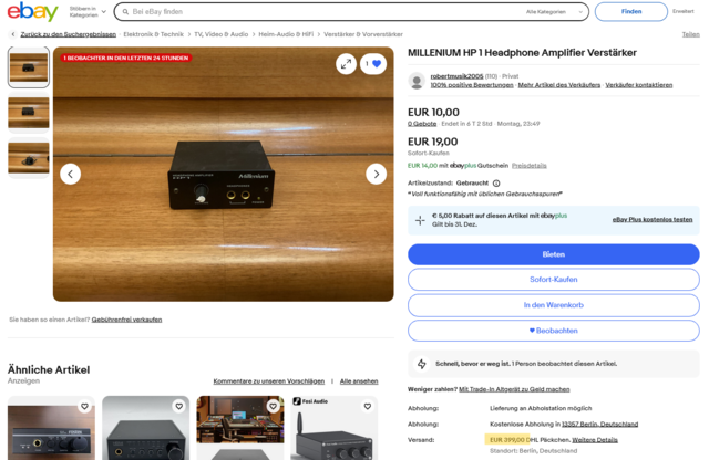 Screenshot 2024 12 03 At 21 41 02 MILLENIUM HP 1 Headphone Amplifier Verstärker EBay