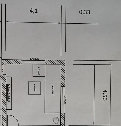 Wohnzimmer mit Mbel Skizze