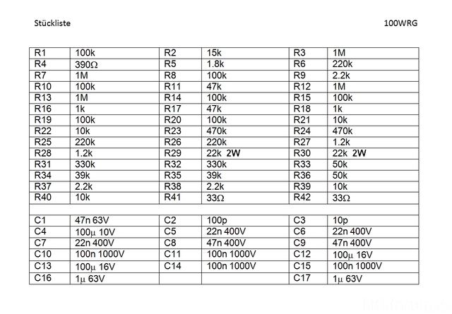 St?ckliste 100WRG