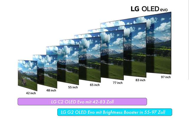 Oled Evo Groessen Zoll Diagonale C2 G2 Lg