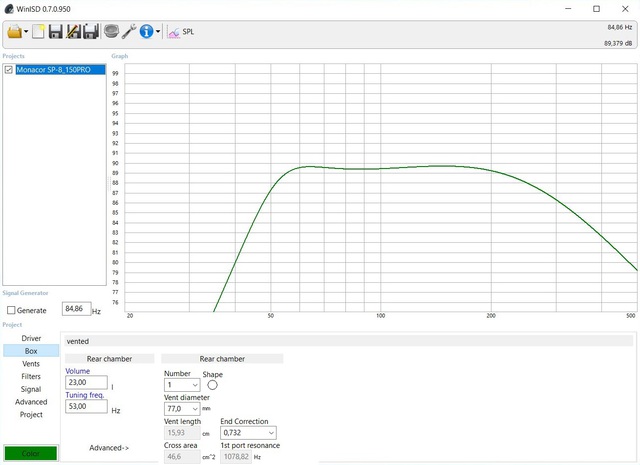 MONACOR SP 8 150PRO 23l 53Hz