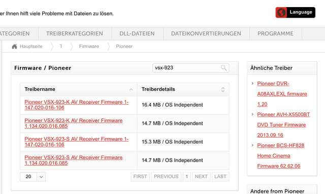 Firmware Auswahl