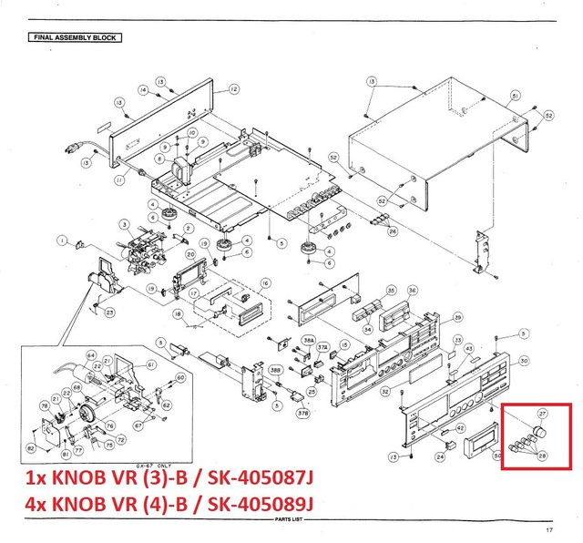 Akai GX-67 Drehknoepfe Teilenummern