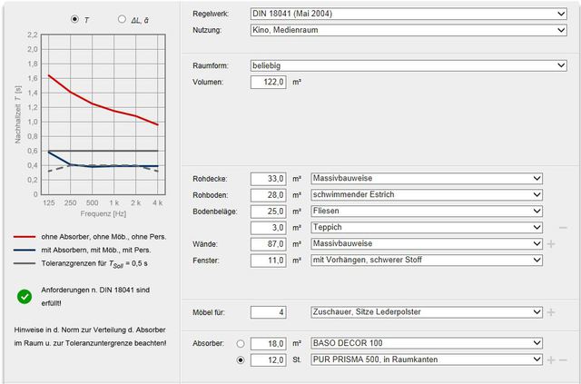 Simulation Raumakustikrechner