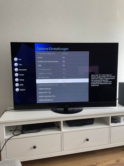 Erweiterte Bild Einstellung - 4K 120Hz Bypass