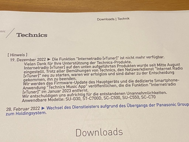 Mitteilung Von Technics