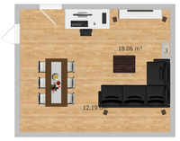 Variante 3: Fernseher in der Ecke. Couch unter Schrge