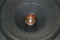 Boston Acoustics A200 woofer voice coils visible with removed dustcap