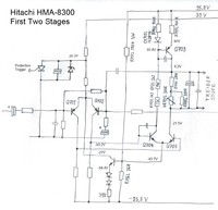 Hitachi HMA-8300 Power Amplifier - Cicuit Diagram of First Two Amp Stages 
