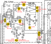 Luxman LV-105 schematic detail tone amp capacitors marked v2