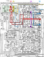 Luxman LV-113 schematic detail power amps and protection stages marked