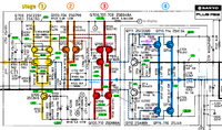 Sanyo Plus P55 schematic detail left power amp stages marked