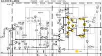 Yamaha AX-400 schematic detail left power amp _marked