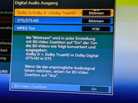 BD Player: Anzeige Sound-Einstellungen