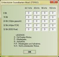Screen von soundkarte