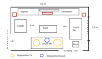 schematische Zeichnung Wohnzimmer