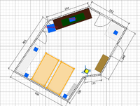 Grundriss Zimmer mit Lautsprechern