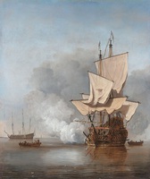 800px-Het_Kanonschot_-_Canon_fired_(Willem_van_de_Velde_II,_1707)