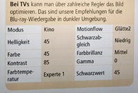 Einstellwerte aus Audiovison