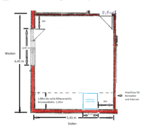Grundriss des Raums mit Maen sowie Bilder (tlw. bewlkt)